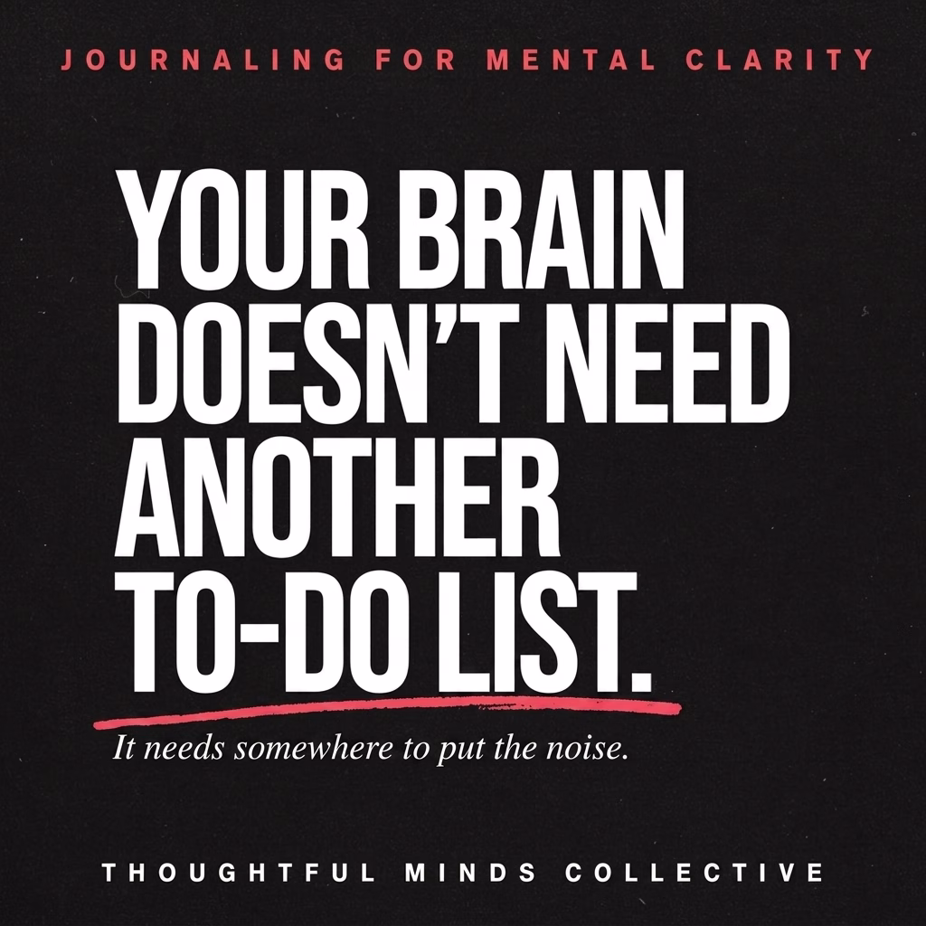 Black and hot-pink text-only pin reading “Journaling for Mental Clarity: Your brain doesn’t need another to-do list. It needs somewhere to put the noise.”