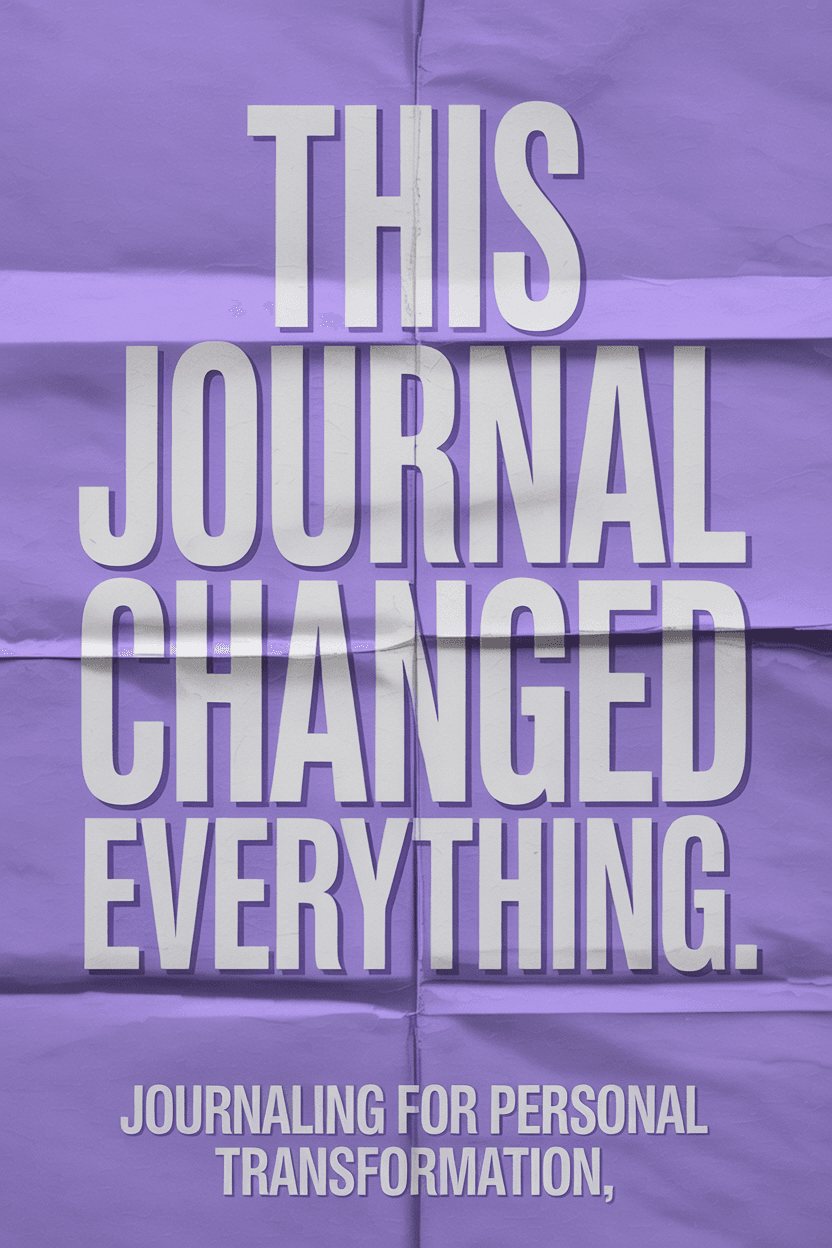Poster with bold white text on lavender background that says “This Journal Changed Everything” — journaling for personal transformation.