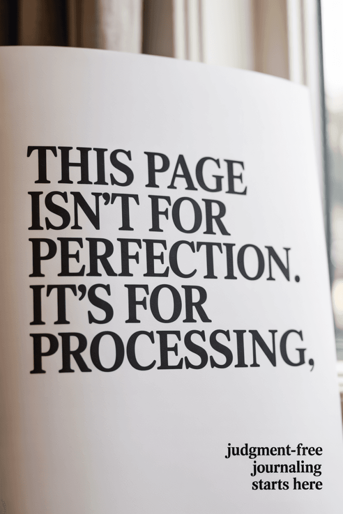 Black and white text-only affirmation about emotional processing.