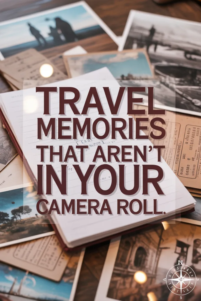 Blurred travel photo background with emotional journaling overlay text.
