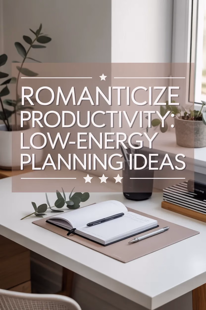 Pinterest pin with planning tips text and journaling desk background.