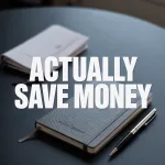 Journal photo with bold text overlay: “Actually Save Money.”