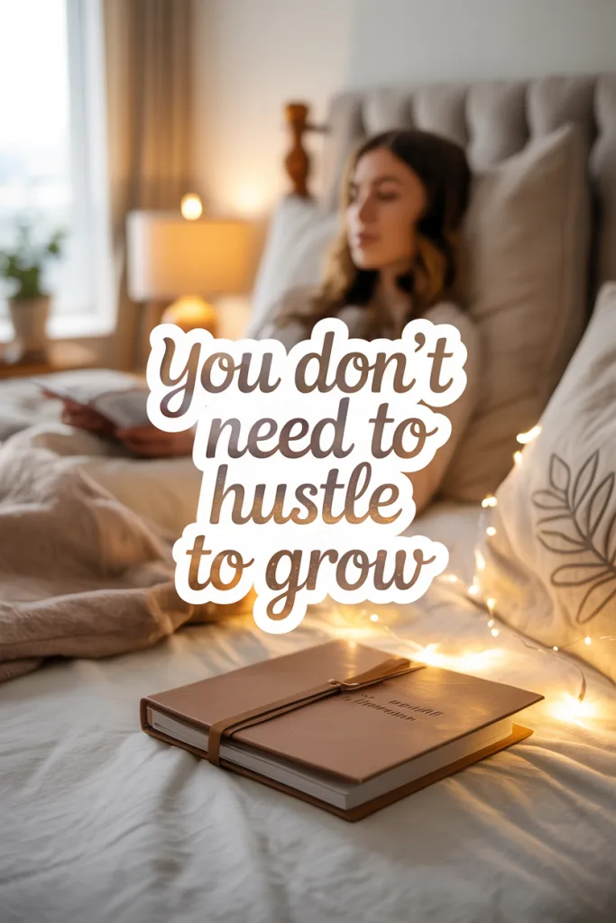 Person journaling in bed with laptop off to the side