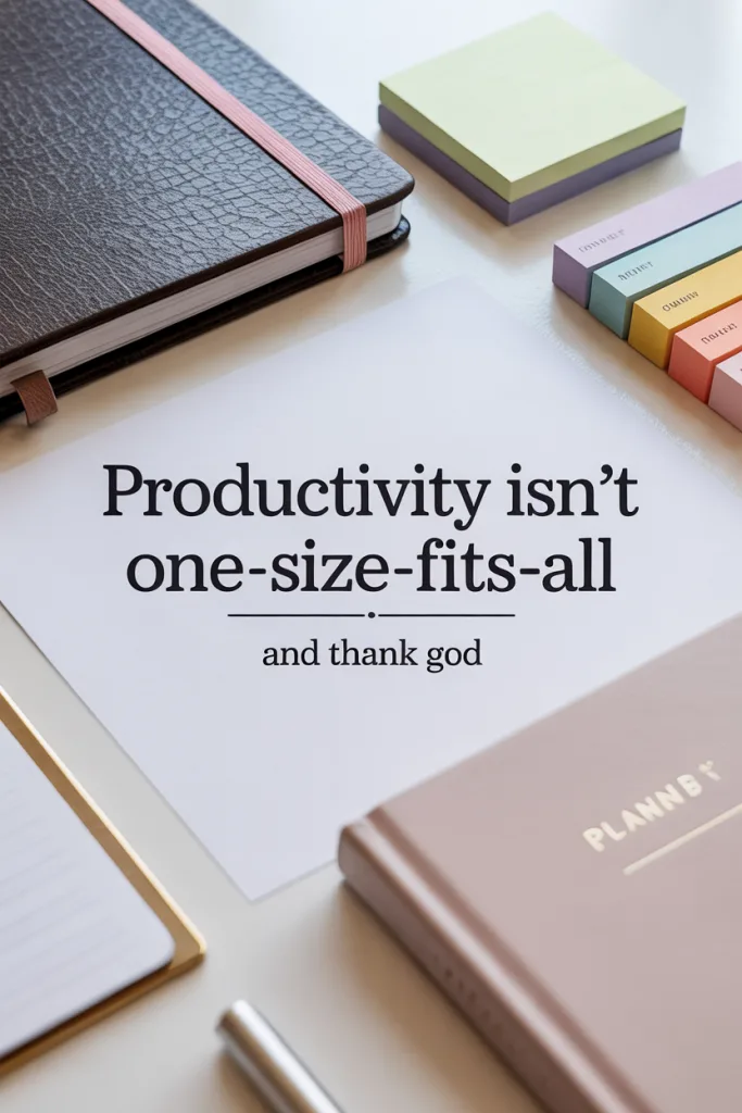  Flat lay of customized planner pages and soft chaos desk