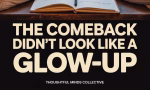 Pinterest pin with coffee shop aesthetic and bold text saying “The Comeback Didn’t Look Like a Glow-Up.”