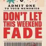 Oversized festival ticket encouraging readers to capture memories in a journal.