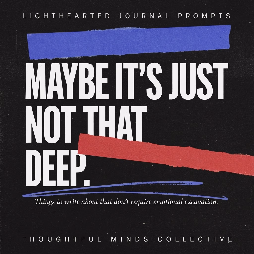 Grunge-style poster reading “Lighthearted Journal Prompts: Maybe It’s Just Not That Deep.”